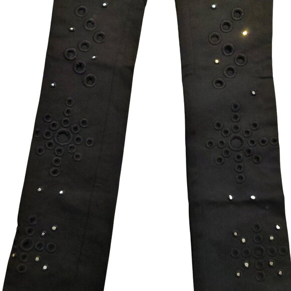 John Richmond Hippy Chic Circle Eyelets Mirrored Low-Rise Black Denim Jeans 28 - Picture 11 of 13